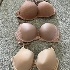 3 Nude Size 36D Bras Excellent Condition